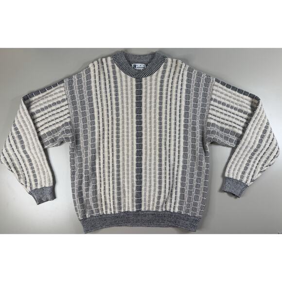 Ron Chereskin Other - VTG 90s Mens 3D Knit Grandpa Sweater XL Gray Geometric Wool Cozy Ron Chereskin